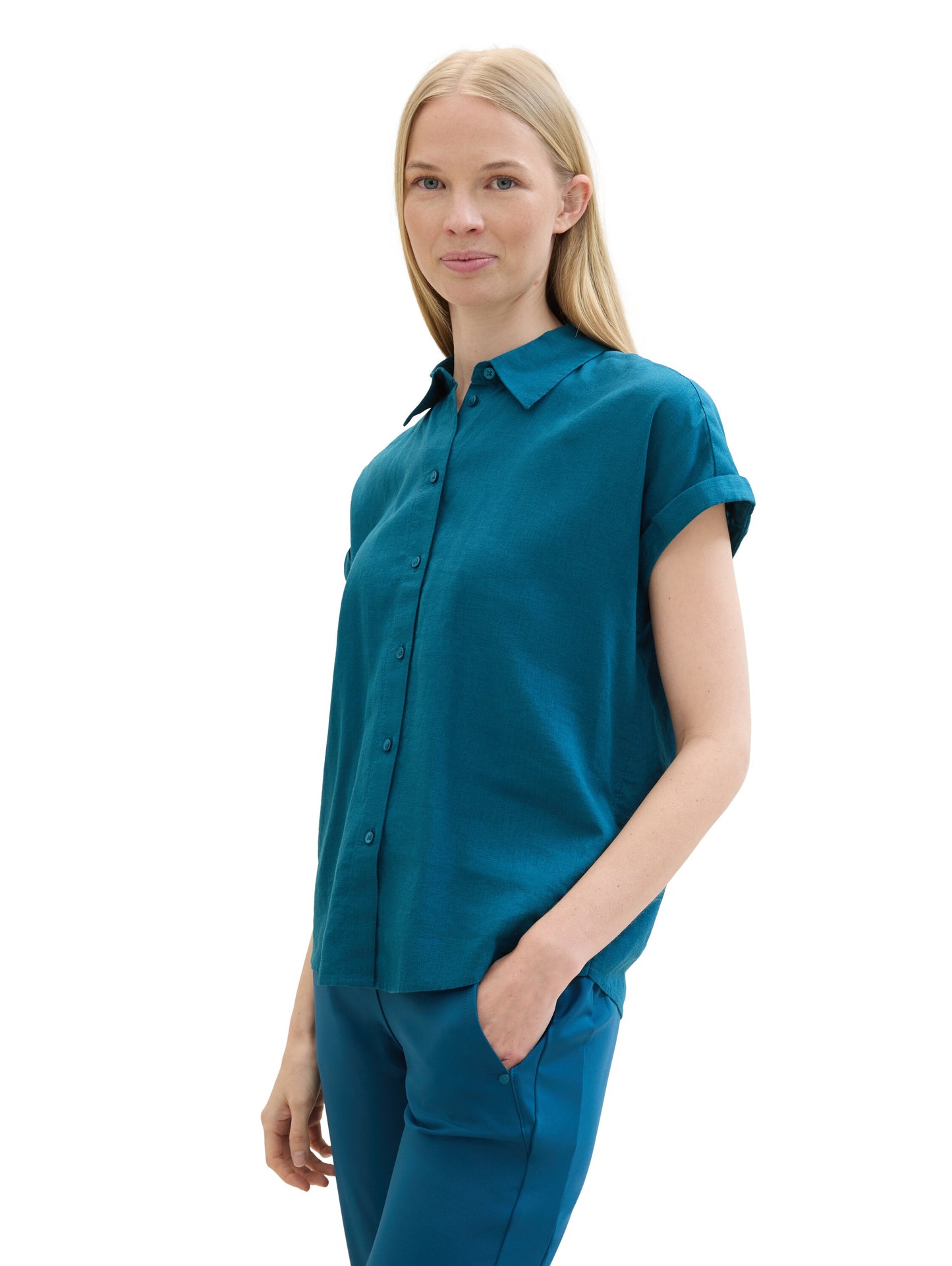 Loose Fit Bluse mit Leinen