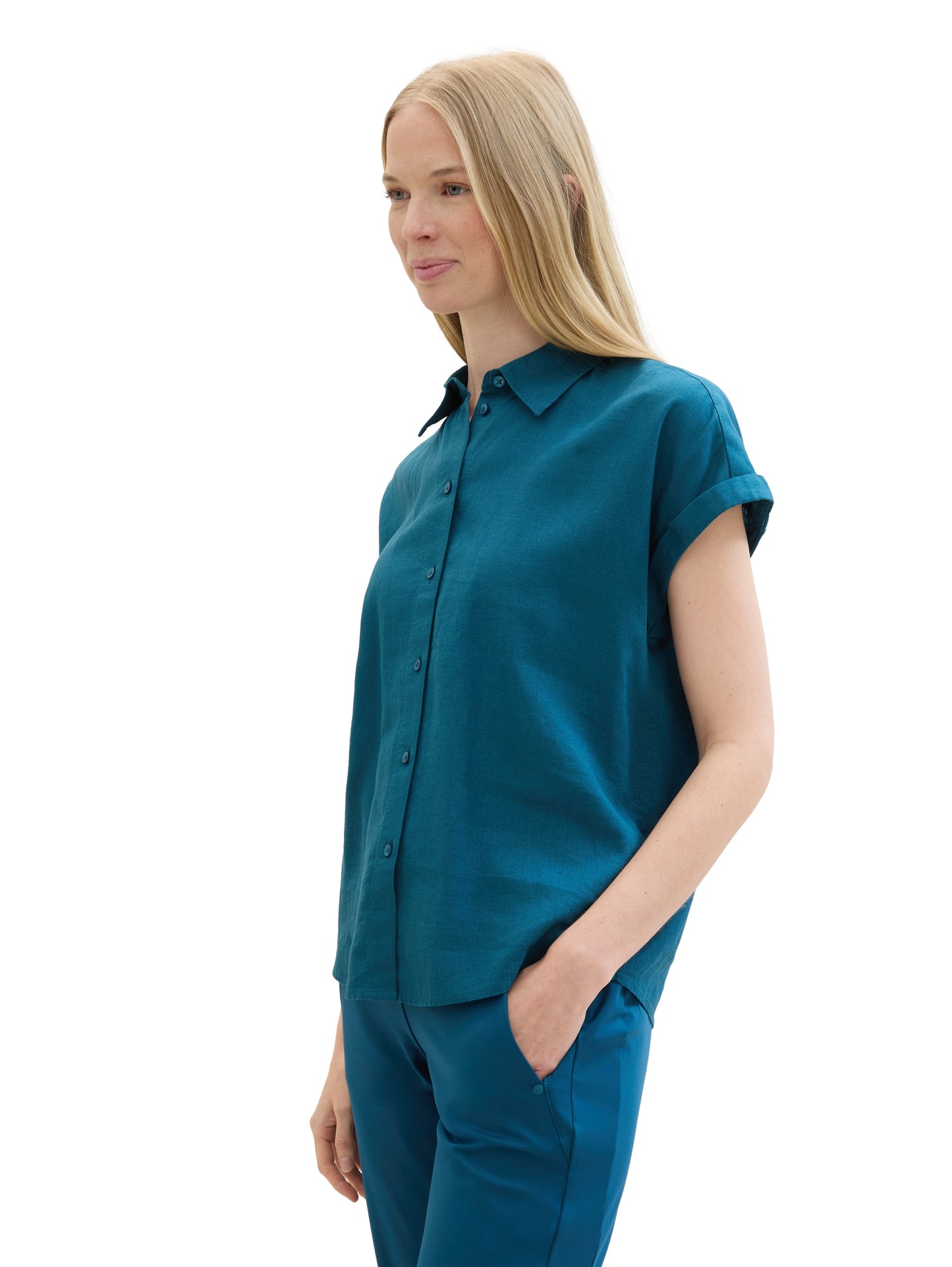 Loose Fit Bluse mit Leinen