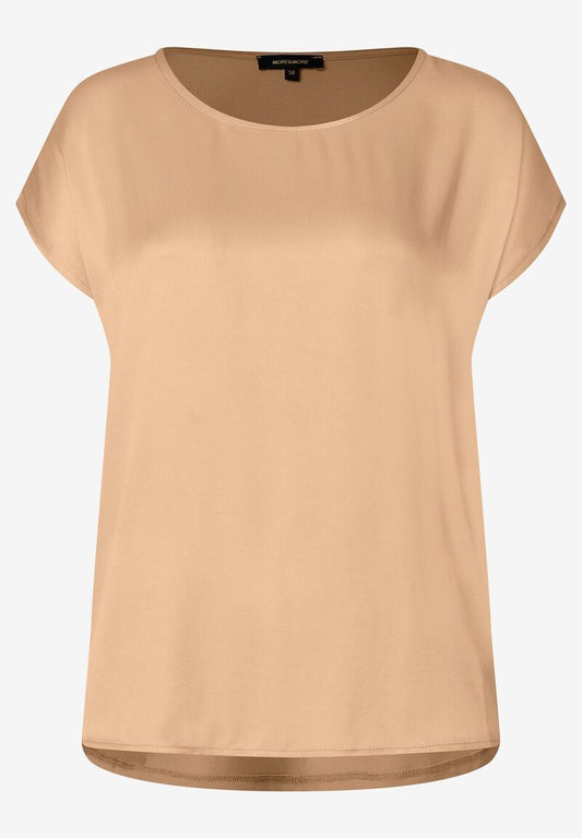 Shirt mit Satinfront  warm beige