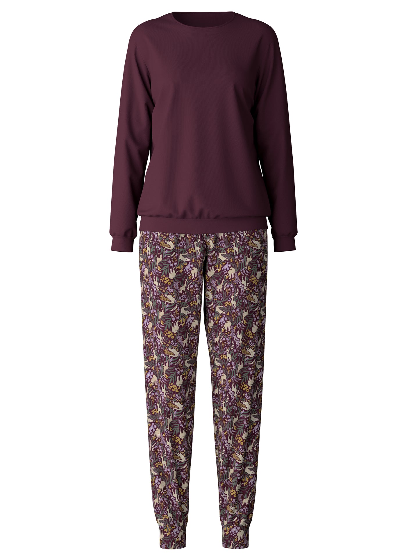 DAMEN Pyjama mit Bündchen, port royal red