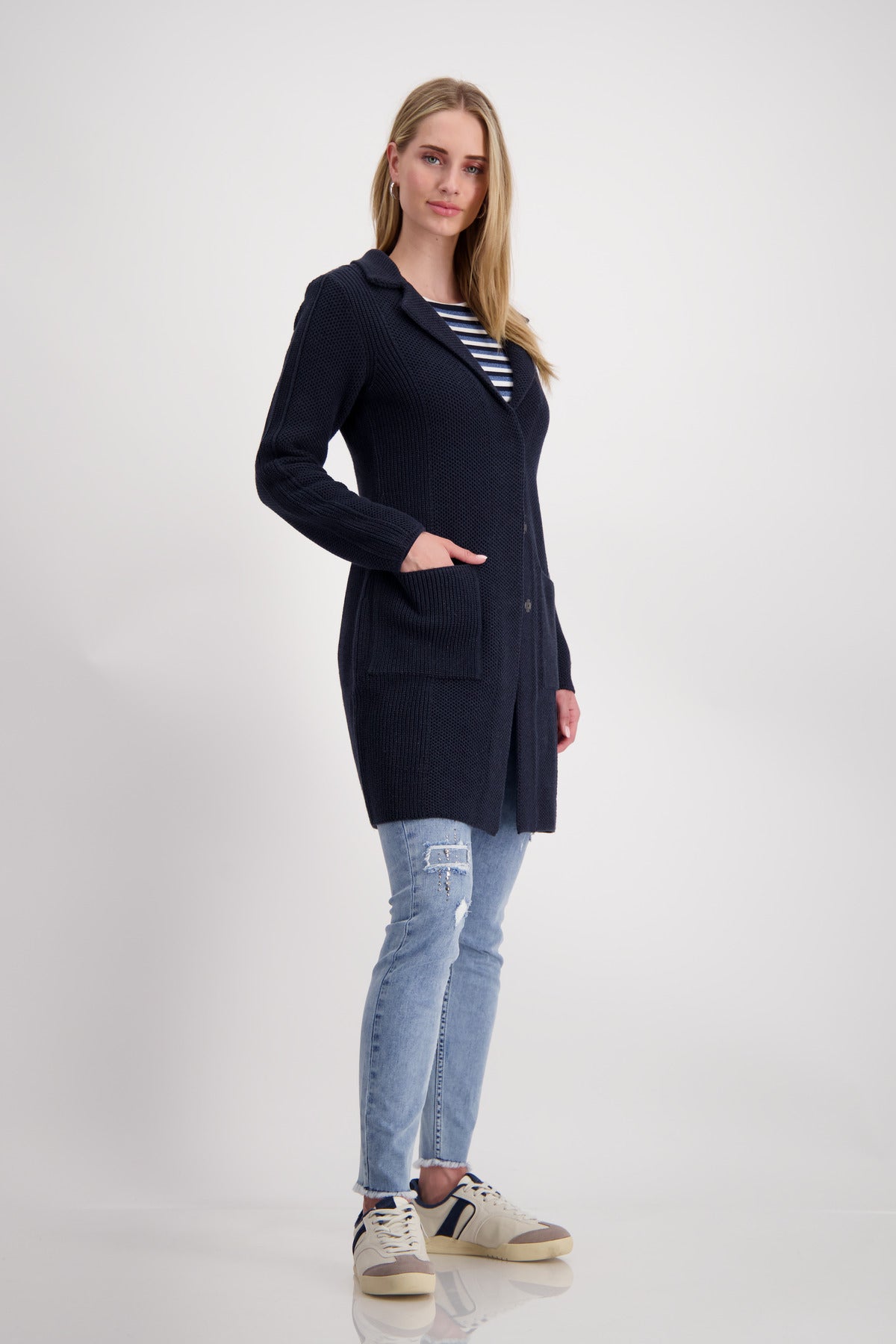 Strickjacke, dark denim