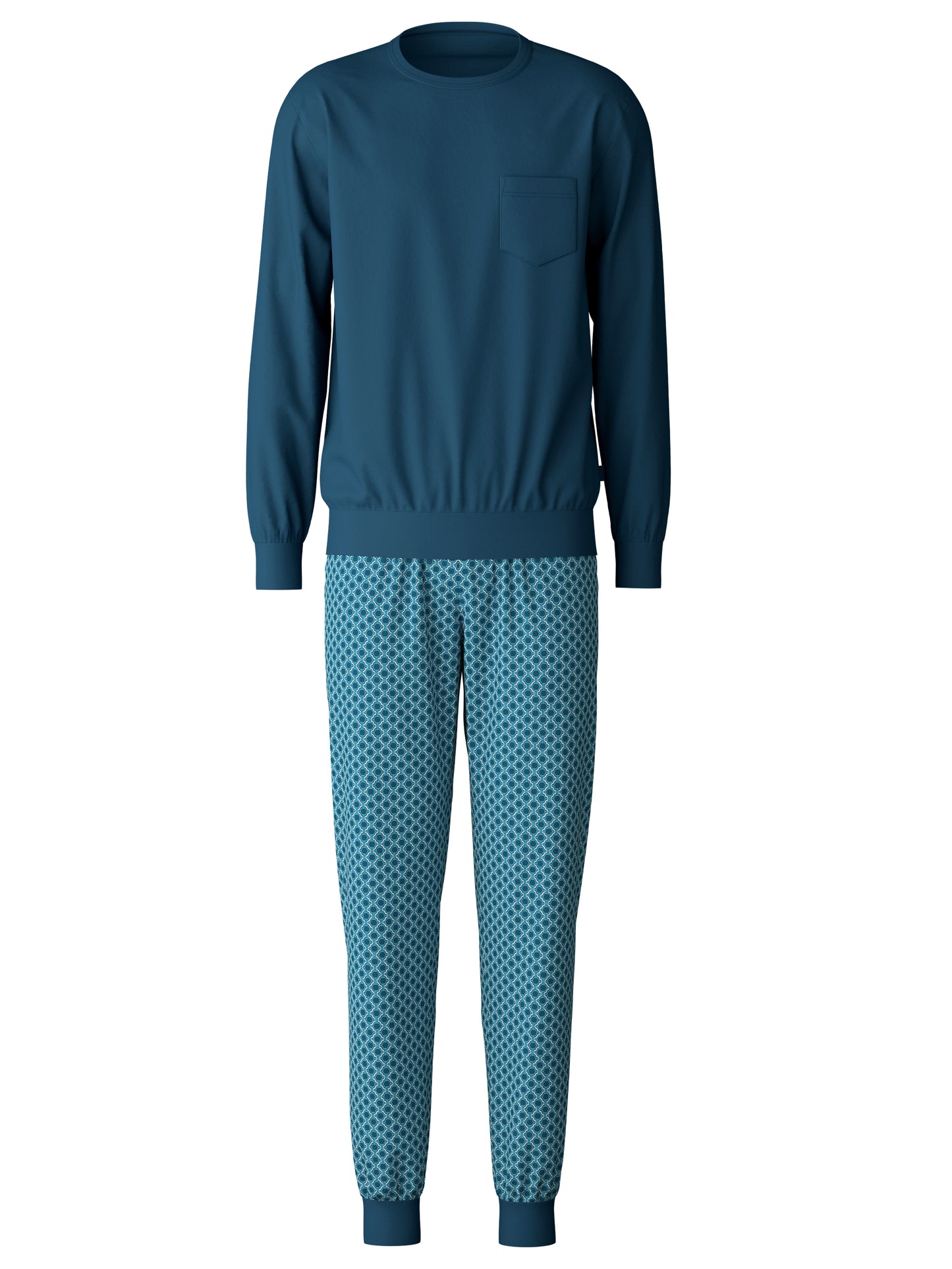 HERREN Pyjama mit Bündchen, legion blue