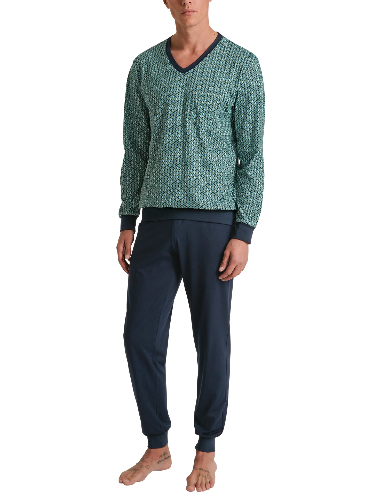 HERREN Pyjama, stone green