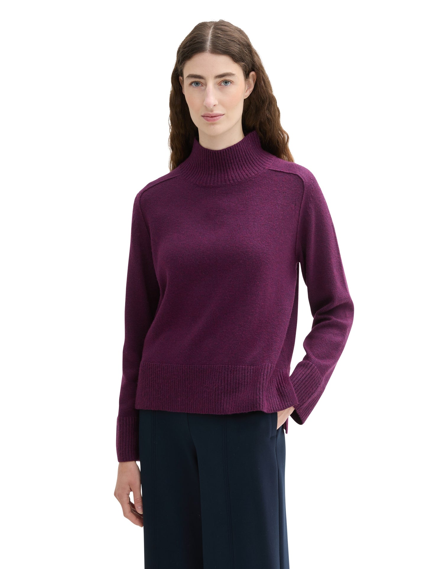 Weicher Strick Pullover mit Stehkragen