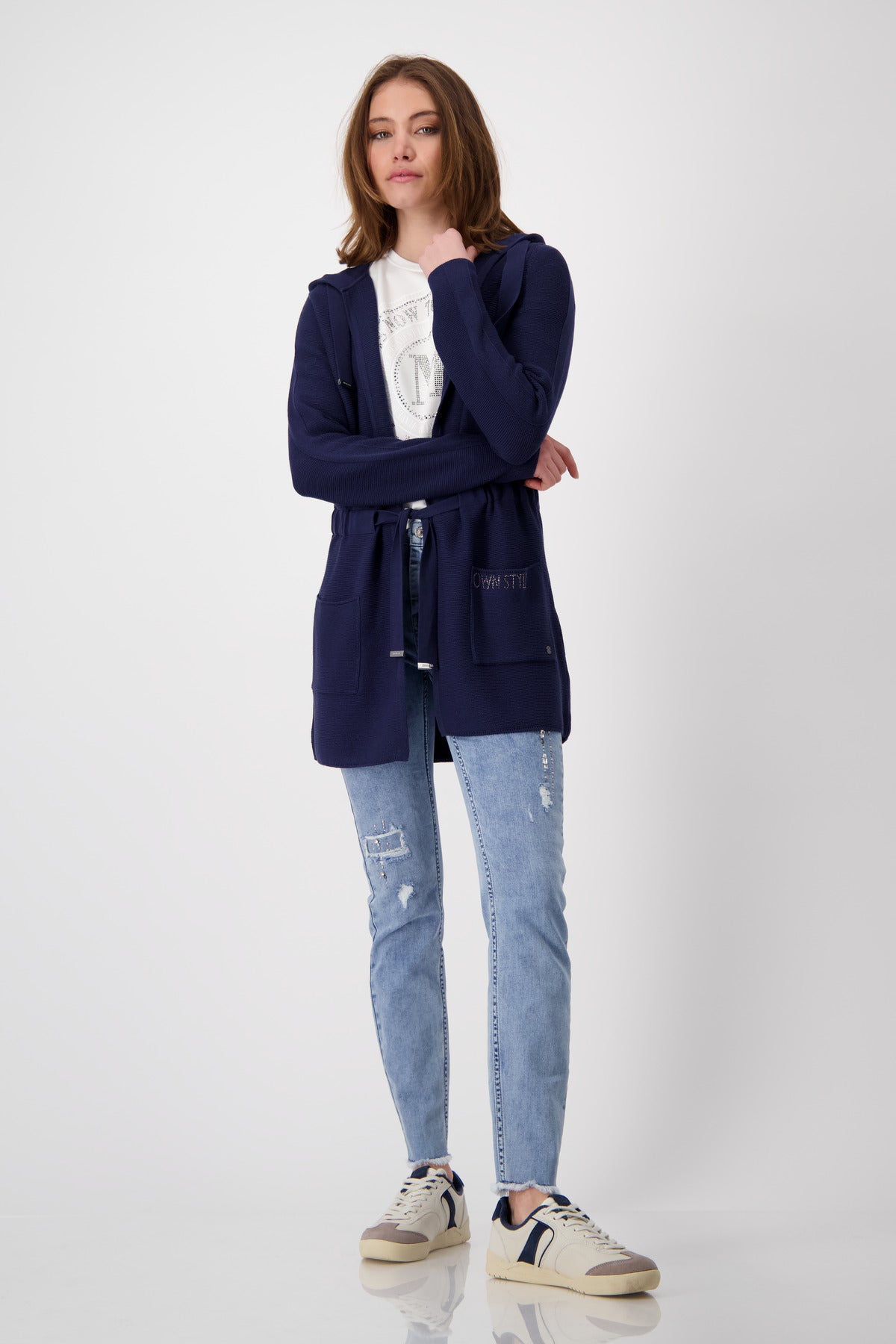 Strickjacke, dark denim