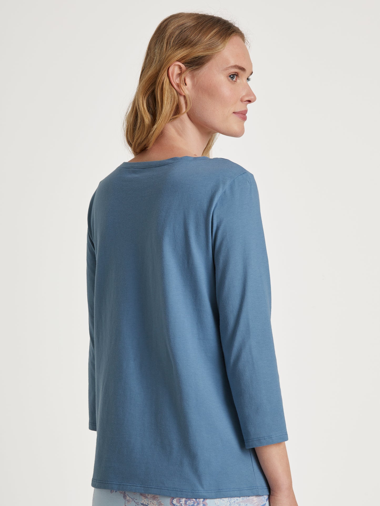 DAMEN Shirt 3/4-Arm, blue cotton