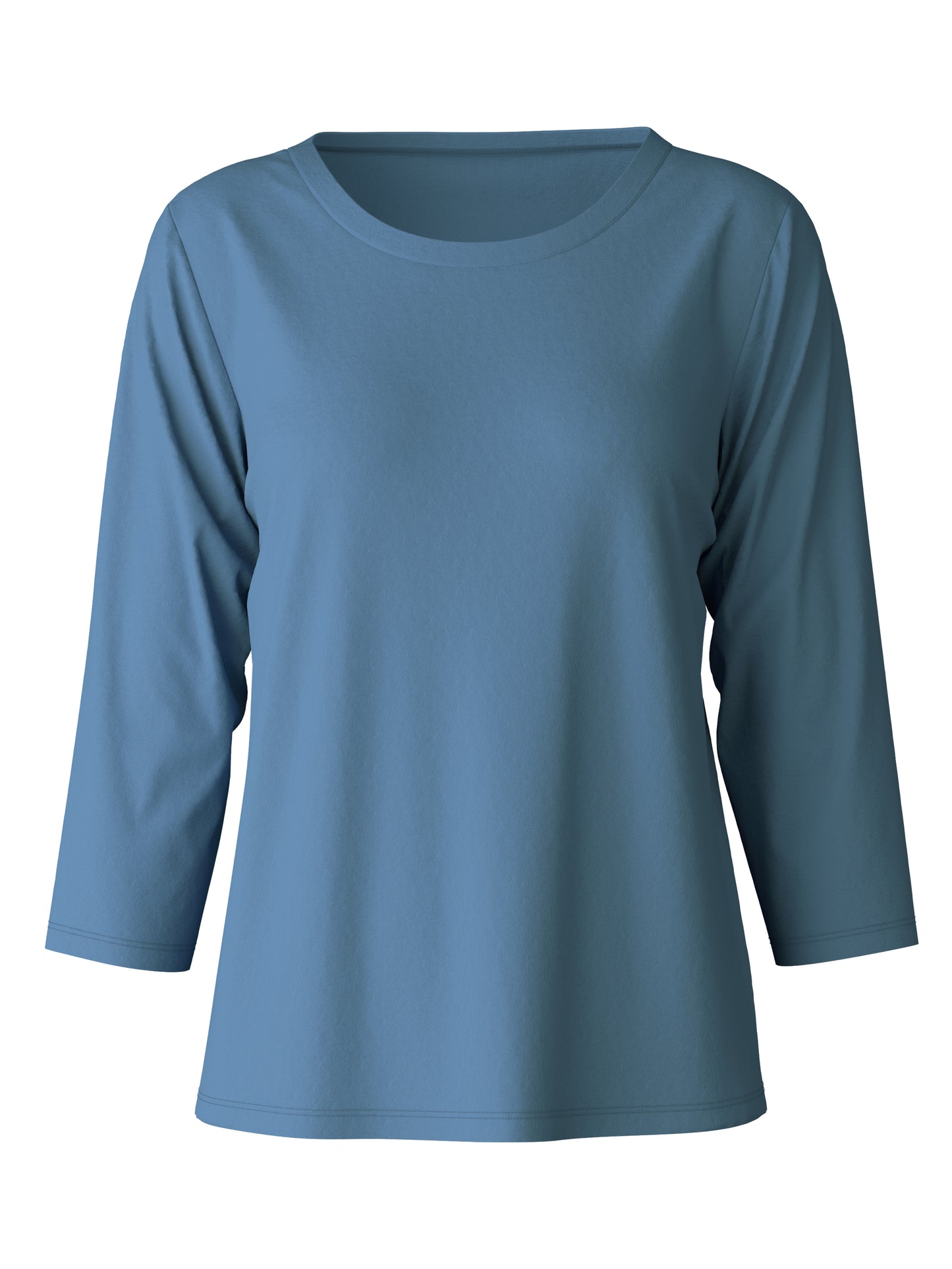 DAMEN Shirt 3/4-Arm, blue cotton