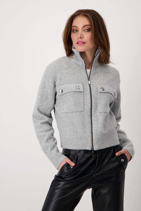 Strickjacke, silver grey