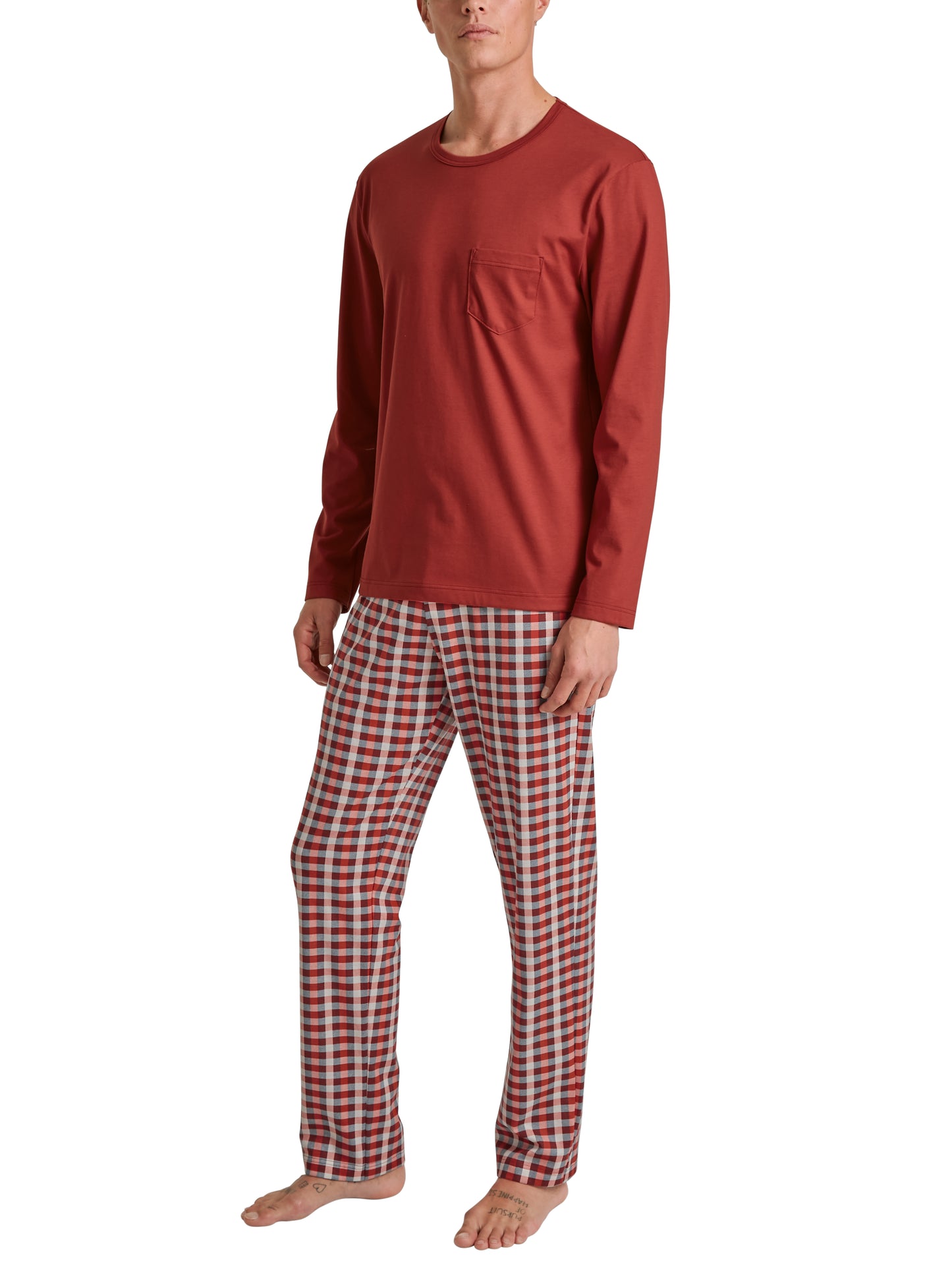 HERREN Pyjama, ochre red