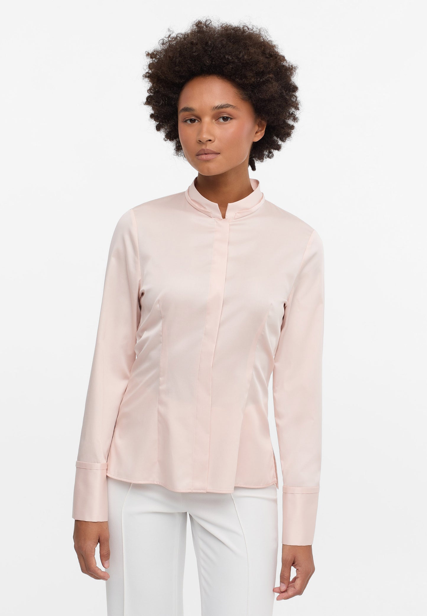 Satin Shirt Bluse Satingewebe Langarm