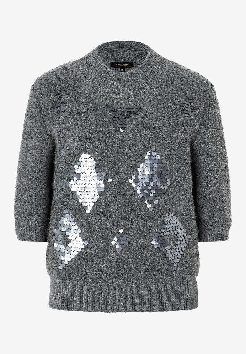 Pullover mit Pailletten  grau  Party-Kollektion