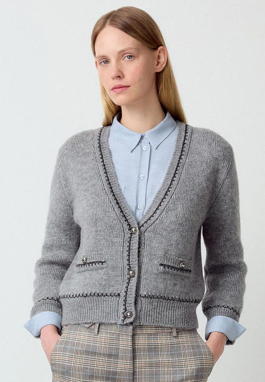 Cardigan mit Lurex-Detail  grau melange  Winter-Kollektion