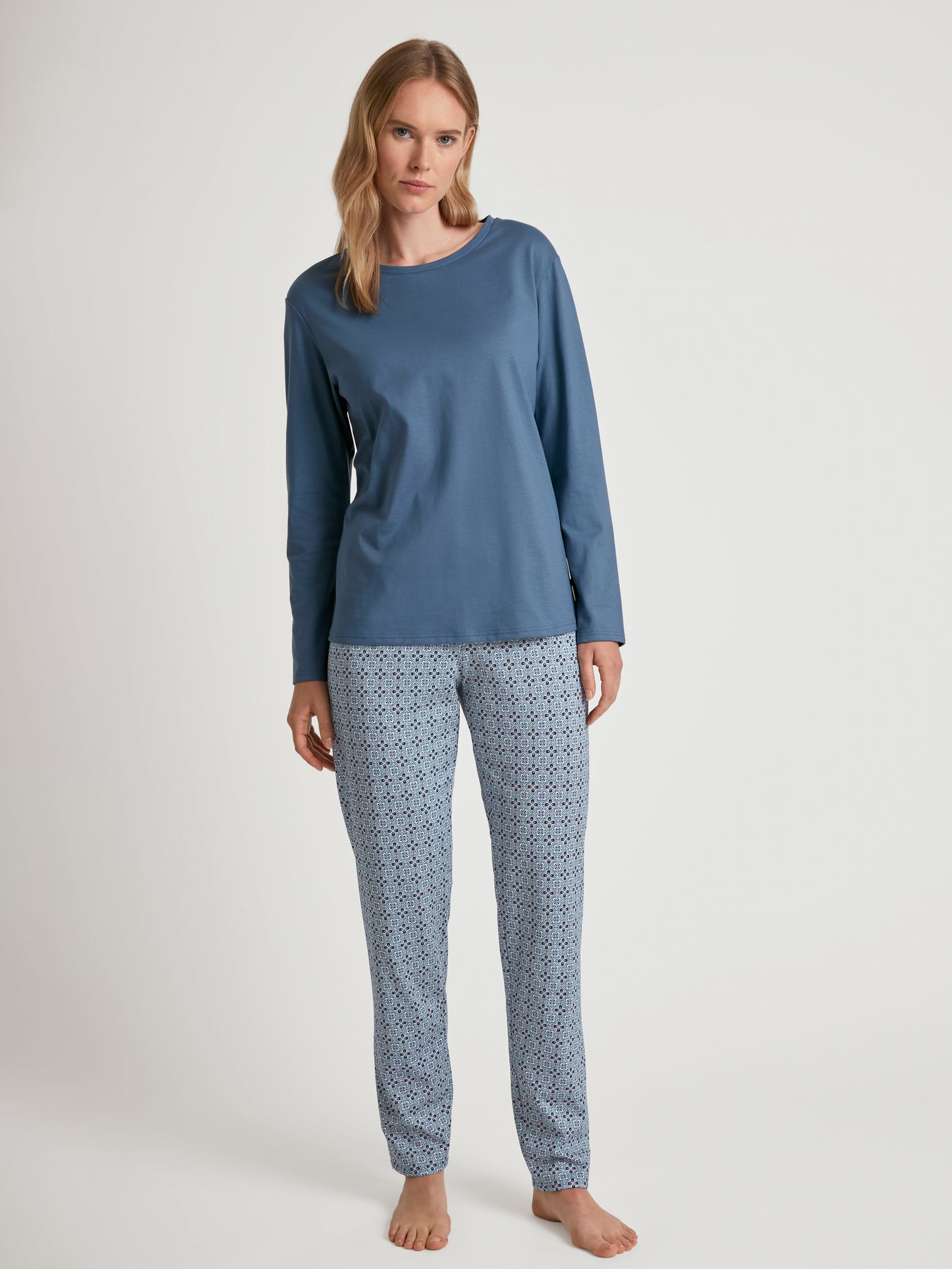 DAMEN Pyjama, blue cotton