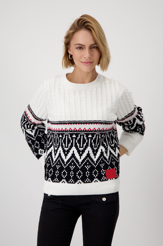 Pullover, off-white gemustert