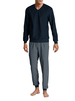 HERREN Pyjama mit Bündchen, dark sapphire