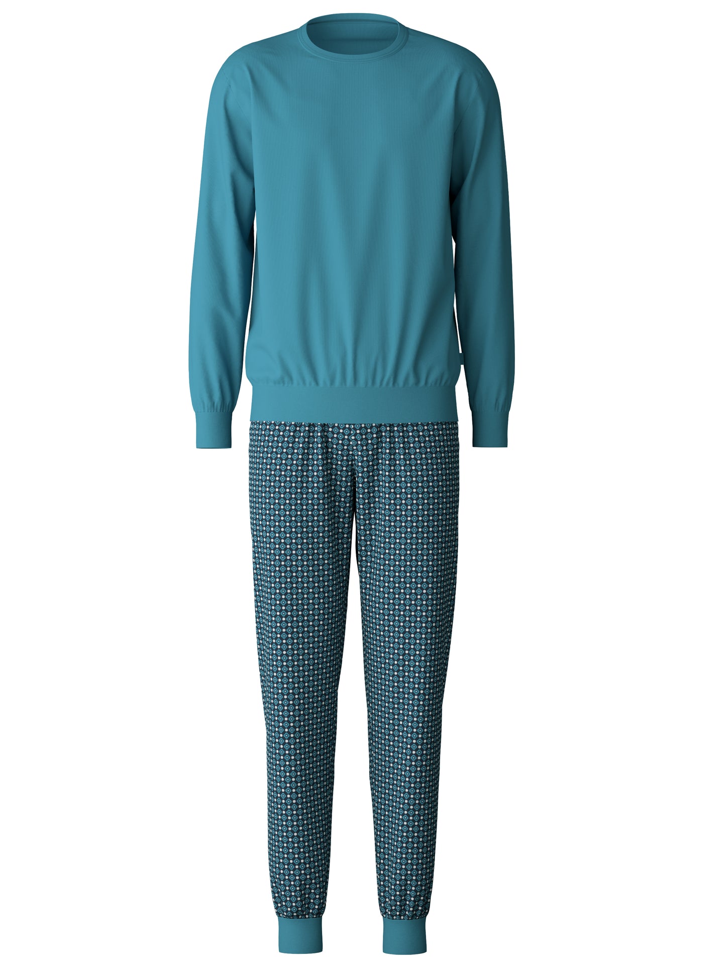 HERREN Pyjama mit Bündchen, storm blue