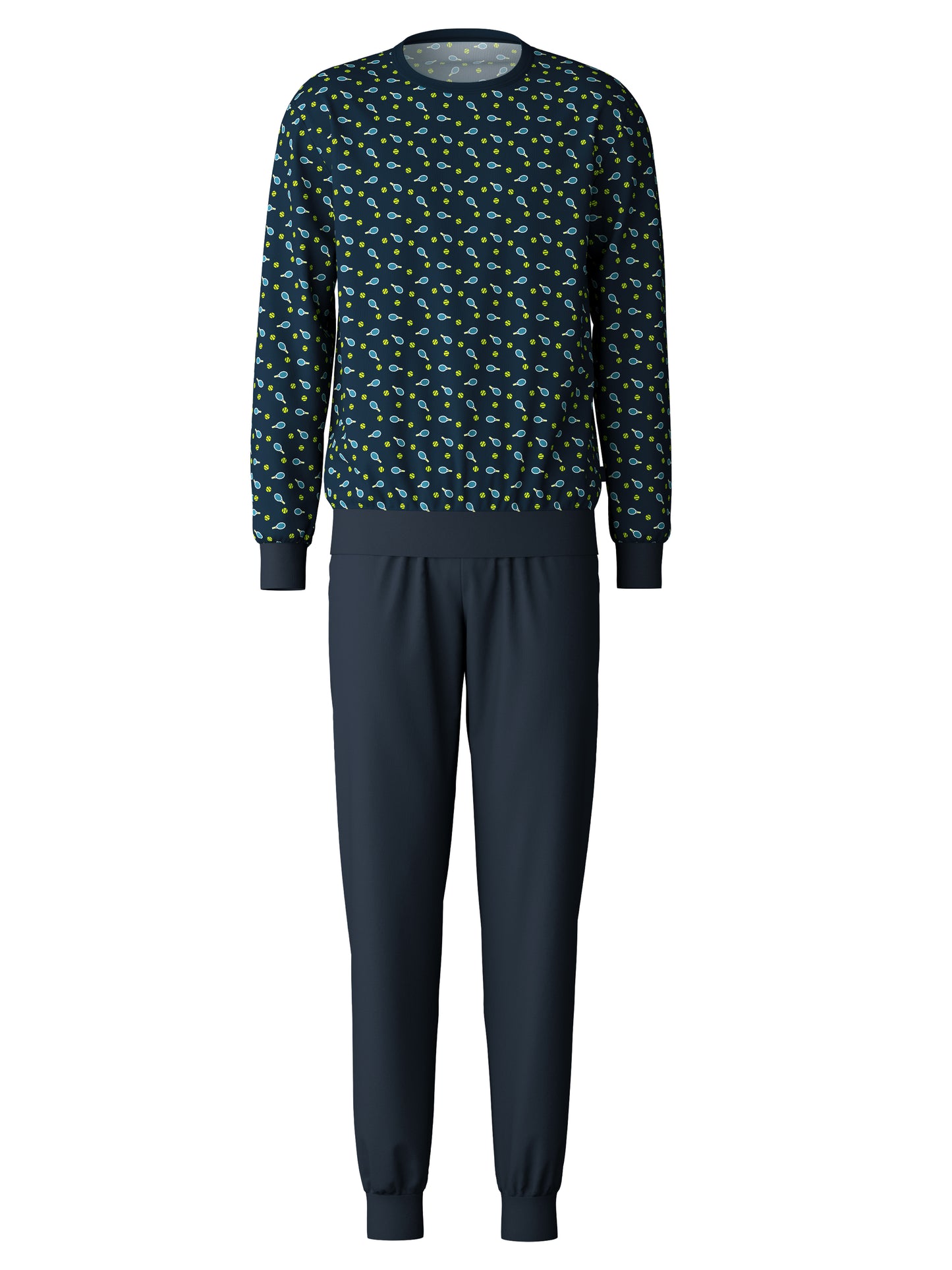 HERREN Pyjama mit Bündchen, dark sapphire