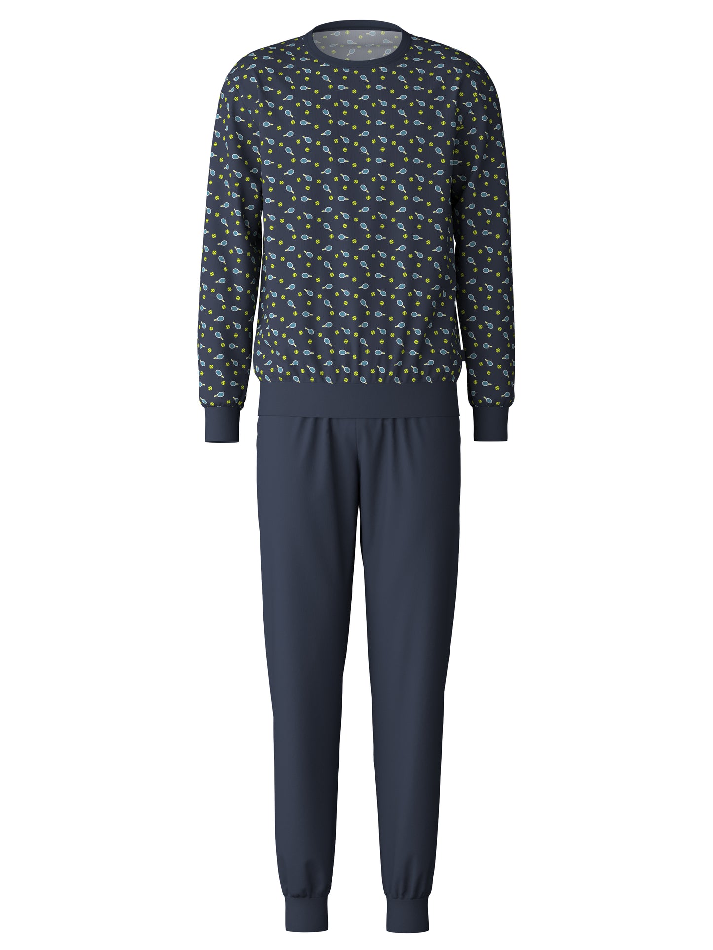 HERREN Pyjama mit Bündchen, dark sapphire