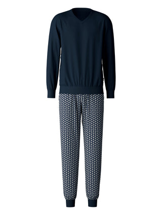 HERREN Pyjama mit Bündchen, dark sapphire