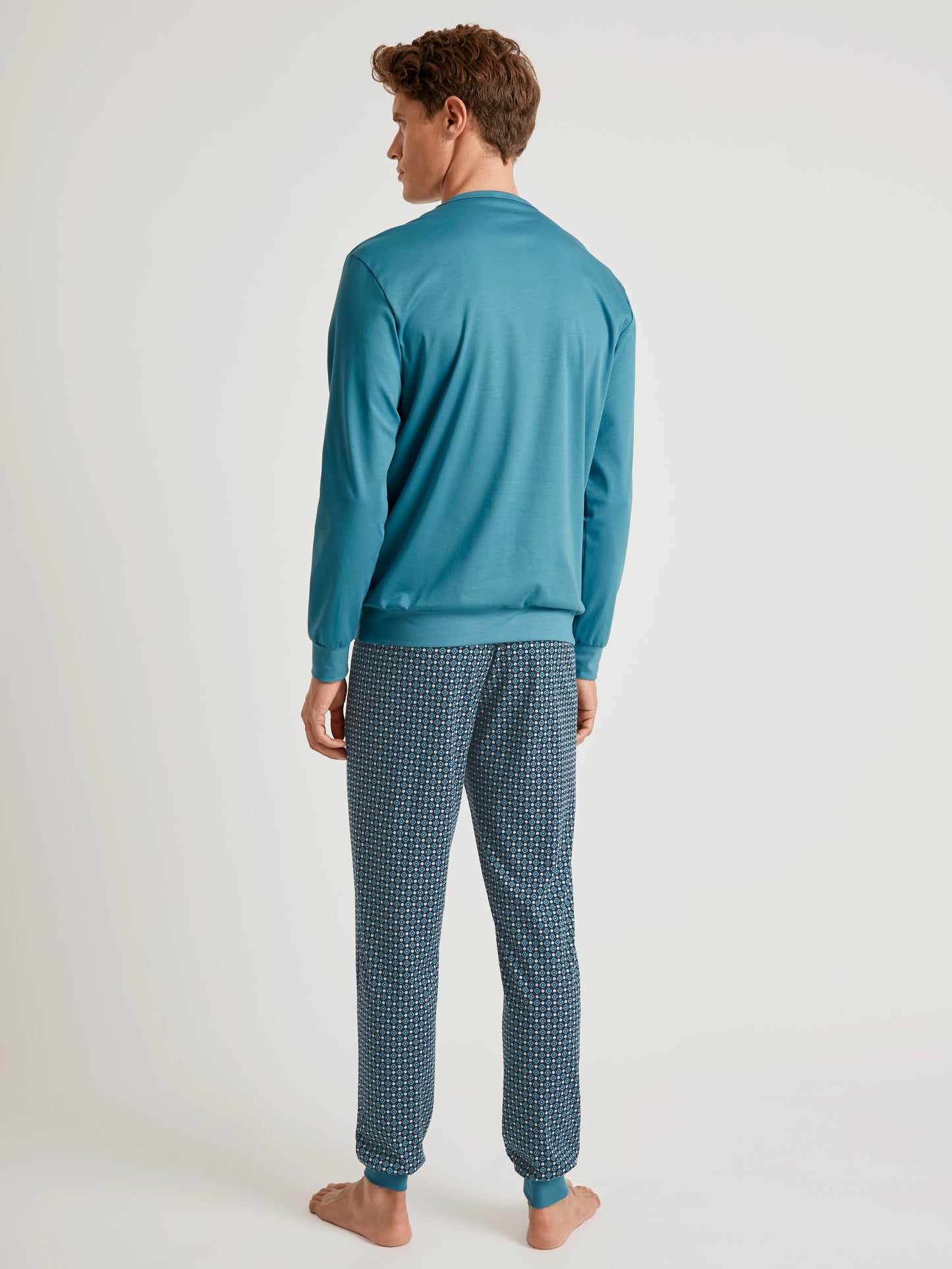 HERREN Pyjama mit Bündchen, storm blue