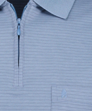 Softknit-Polo mit Zip, fein gestreift