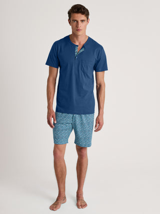 HERREN Pyjama kurz, pottery blue