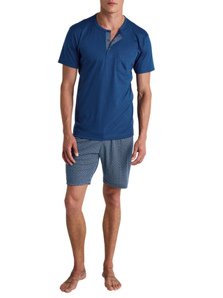 HERREN Pyjama kurz, pottery blue