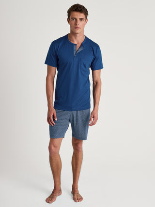 HERREN Pyjama kurz, pottery blue