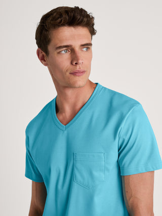 HERREN Pyjama kurz, bright blue