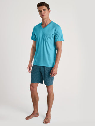 HERREN Pyjama kurz, bright blue