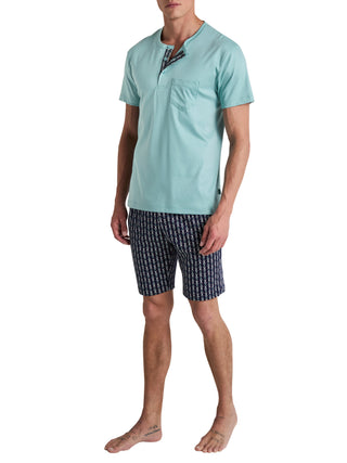 HERREN Pyjama kurz, blue lily