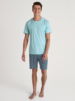 HERREN Pyjama kurz, aquamarine