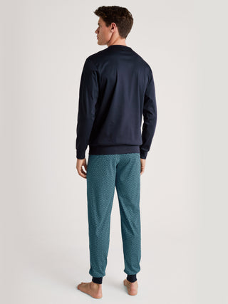 HERREN Pyjama mit Bündchen, bright blue