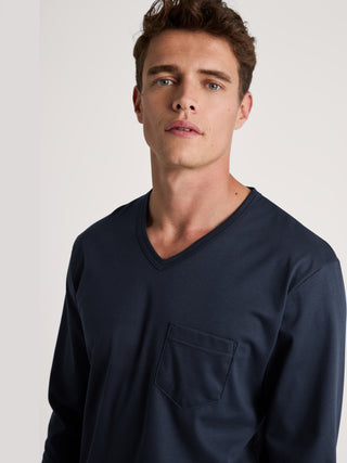 HERREN Pyjama mit Bündchen, bright blue