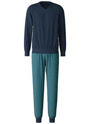 HERREN Pyjama mit Bündchen, bright blue