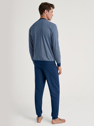 HERREN Pyjama mit Bündchen, pottery blue