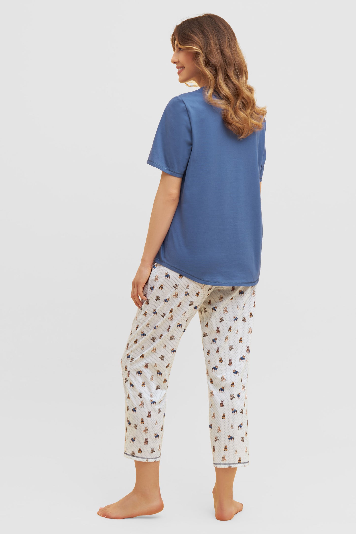 Py, 1/2 sleeve, pants 7/8, round ne, Animalprint