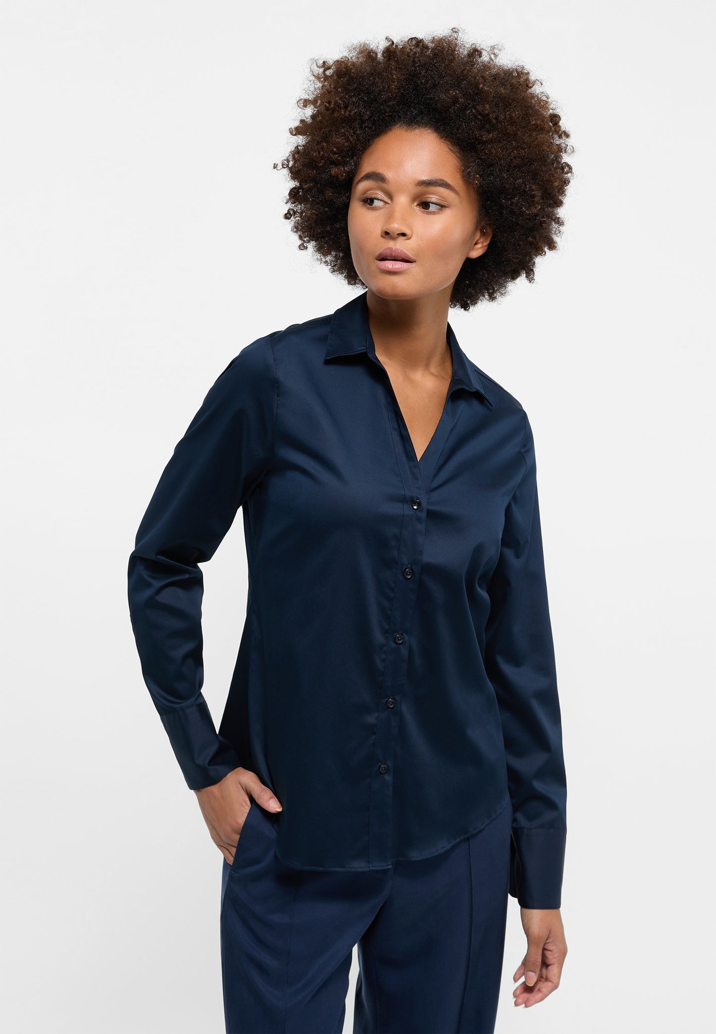 Satin Shirt Bluse Satingewebe Langarm