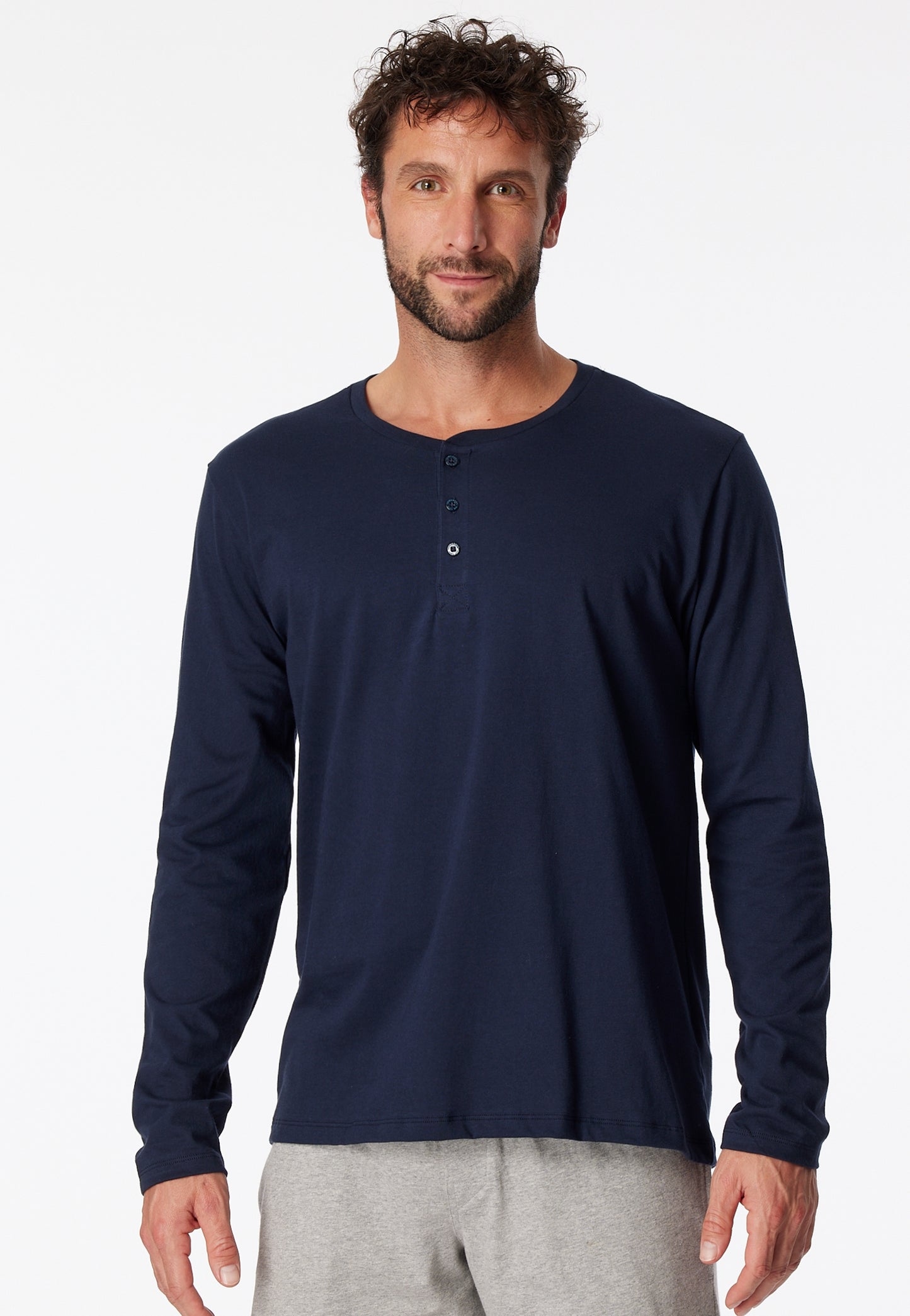 Langarmshirt Knopfleiste