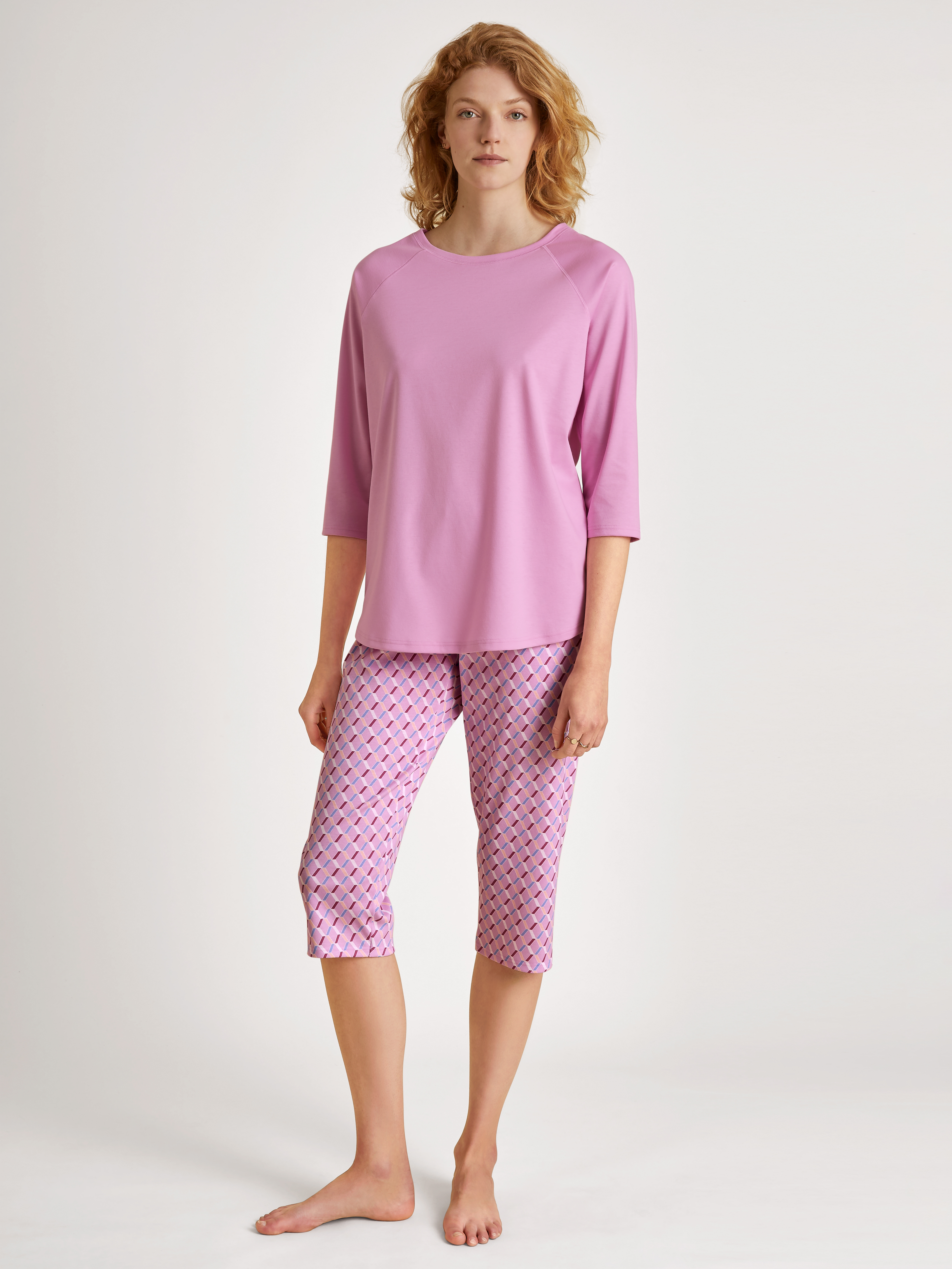 DAMEN Pyjama 3/4, bubble gum pink