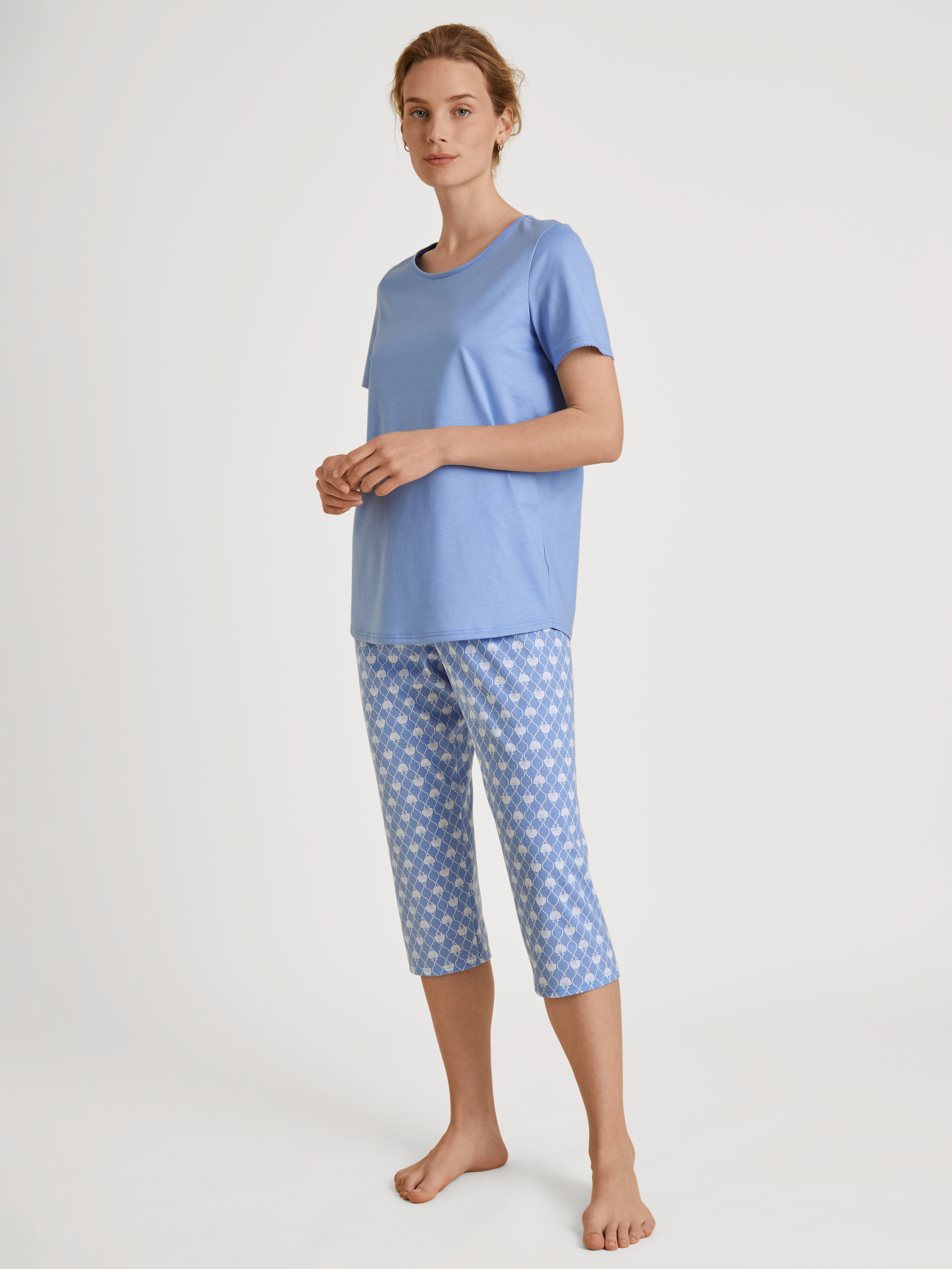 DAMEN Pyjama 3/4, hydrangea blue